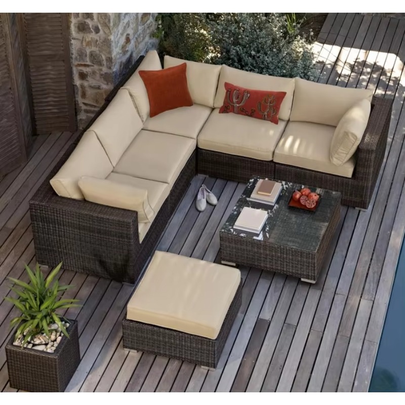 Outdoor Furniture Luxury - Sofy ogrodowe modułowe 6-osobowe, małe, z
