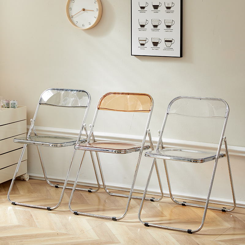 Outdoor Furniture Metal Chairs - Krzesła do toaletki, proste akrylowe składane